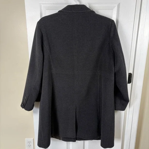 Vtg Larry Levine Women's Charcoal Gray Wool Blend Winter Coat Size 24 Classic
